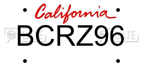 BCRZ96 California License Plate