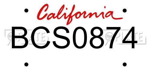 BCS0874 California License Plate