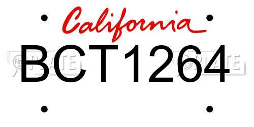 BCT1264 California License Plate