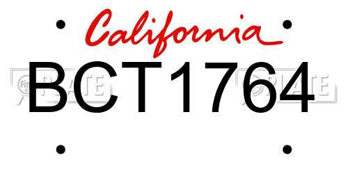BCT1764 California License Plate