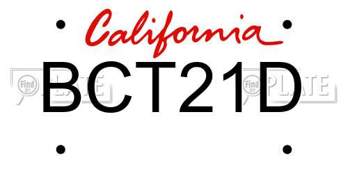 BCT21D California License Plate