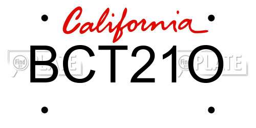 BCT21O California License Plate