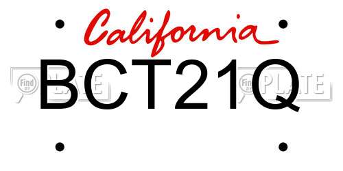 BCT21Q California License Plate