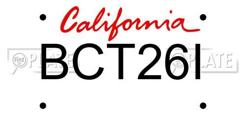 BCT26I California License Plate