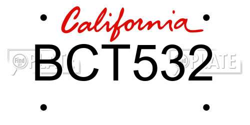 BCT532 California License Plate