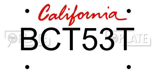 BCT53T California License Plate