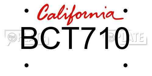 BCT710 California License Plate