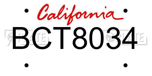 BCT8034 California License Plate