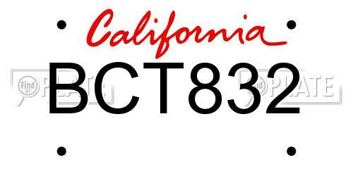BCT832 California License Plate