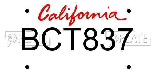 BCT837 California License Plate