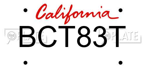 BCT83T California License Plate