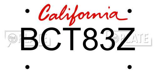 BCT83Z California License Plate