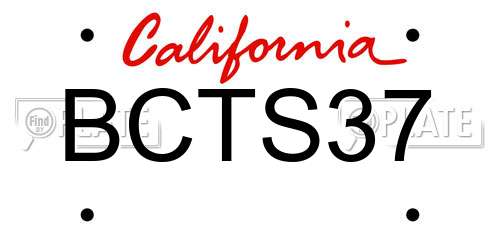 BCTS37 California License Plate