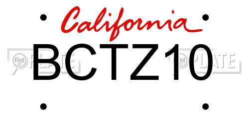 BCTZ10 California License Plate