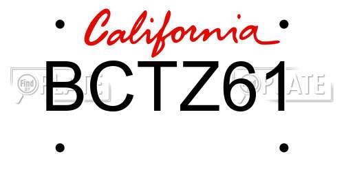 BCTZ61 California License Plate