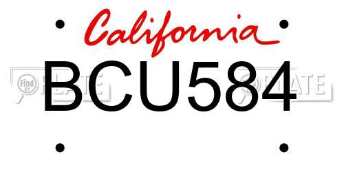 BCU584 California License Plate