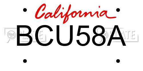 BCU58A California License Plate