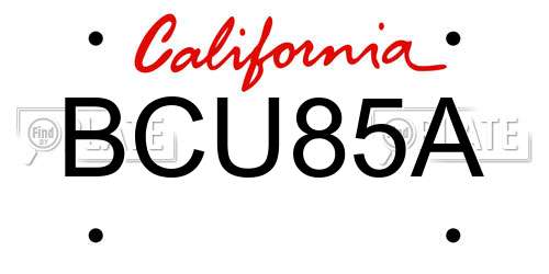 BCU85A California License Plate