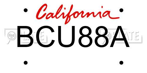 BCU88A California License Plate