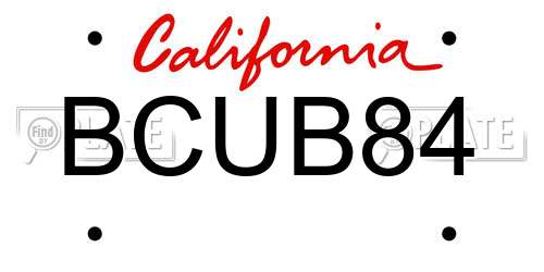 BCUB84 California License Plate