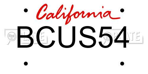 BCUS54 California License Plate