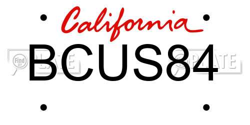 BCUS84 California License Plate