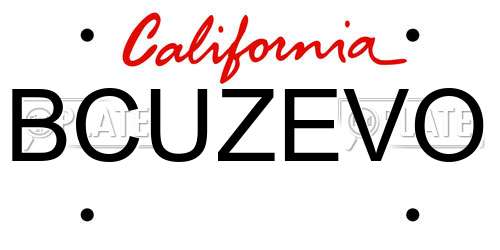 BCUZEVO California License Plate