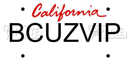BCUZVIP California License Plate