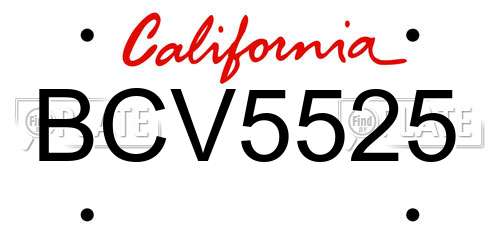 BCV5525 California License Plate