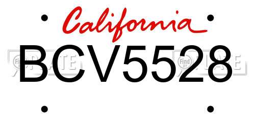 BCV5528 California License Plate