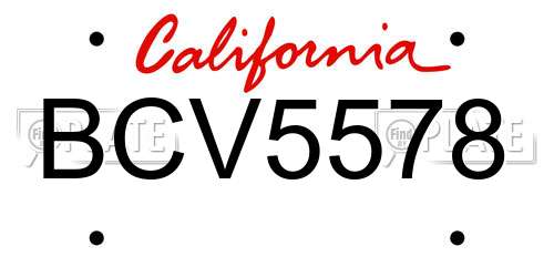 BCV5578 California License Plate