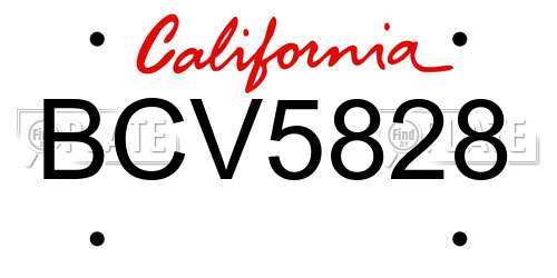 BCV5828 California License Plate