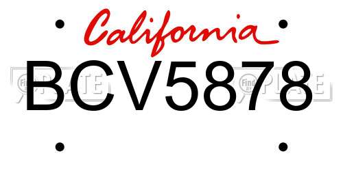 BCV5878 California License Plate