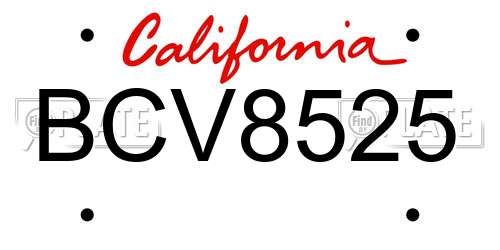 BCV8525 California License Plate