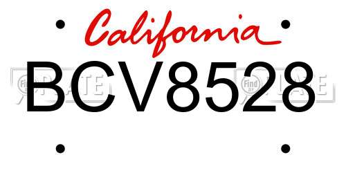 BCV8528 California License Plate