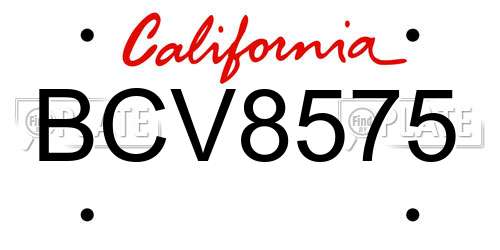 BCV8575 California License Plate
