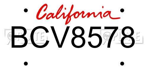 BCV8578 California License Plate