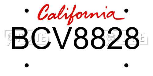 BCV8828 California License Plate