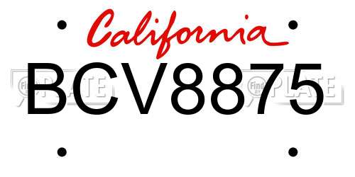 BCV8875 California License Plate
