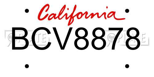BCV8878 California License Plate