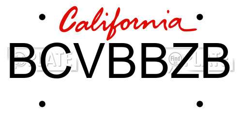 BCVBBZB California License Plate
