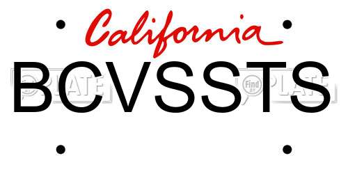 BCVSSTS California License Plate