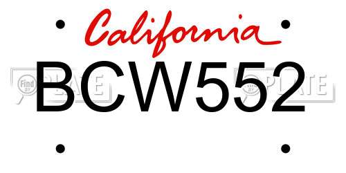 BCW552 California License Plate