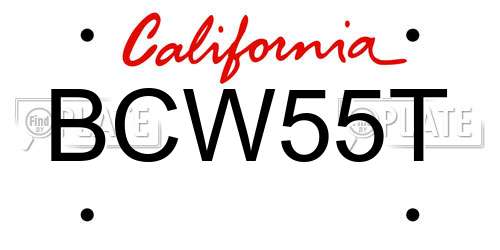 BCW55T California License Plate