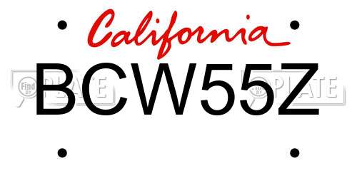 BCW55Z California License Plate