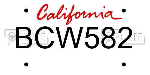 BCW582 California License Plate