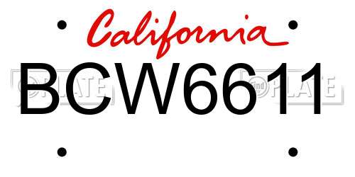 BCW6611 California License Plate