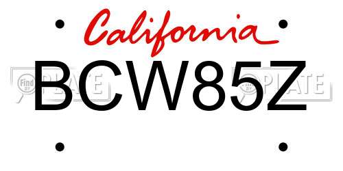 BCW85Z California License Plate