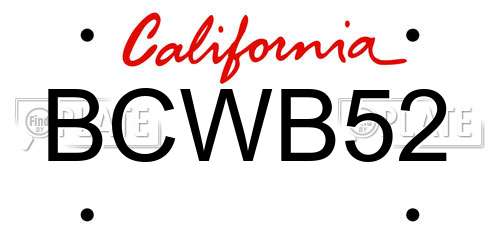 BCWB52 California License Plate