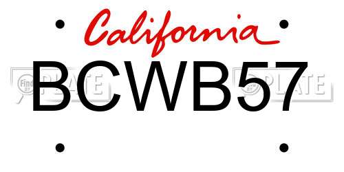 BCWB57 California License Plate